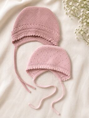 Pink Baby Knit Bonnets